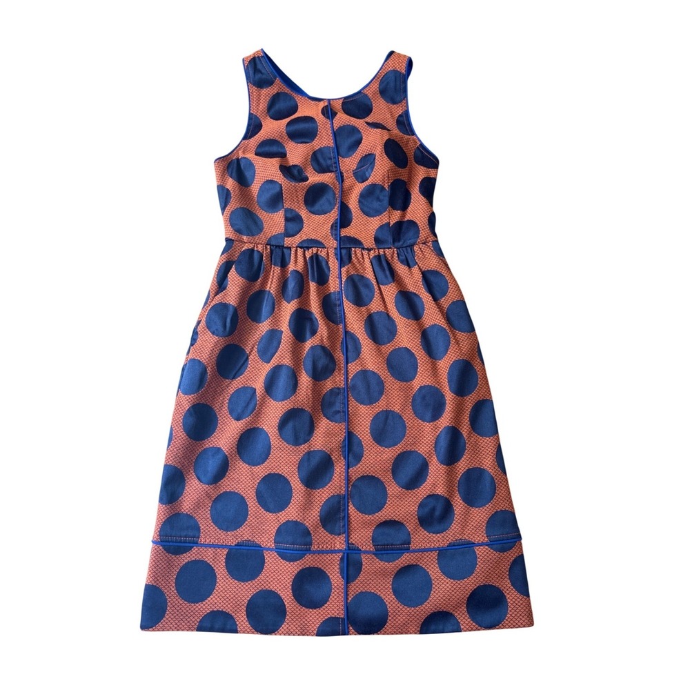 Maeve Polka Dot Dress Women Orange Blue Cross Back Cutout SIZE 2